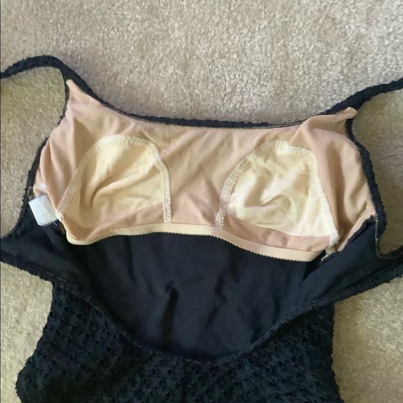 VIA MARINA swimsuit crocheted look cool texture size 9/10  black no wires 500 - Picture 4 of 10